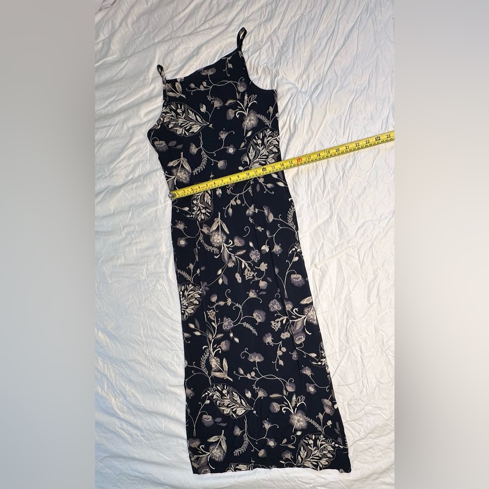 Harold’s Vintage 90s Floral Slip Dress – Navy Rayon Maxi – Size 4 - Picture 11 of 13